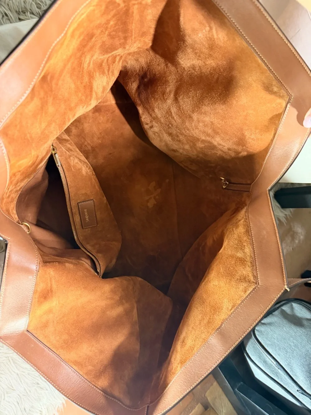 Saint Laurent Cognac Leather Tote with Top Handles - Picture 5 of 10